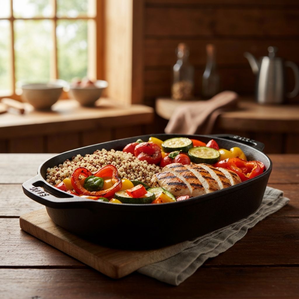 Nutritious meal prepared in Lodge cast iron cookware