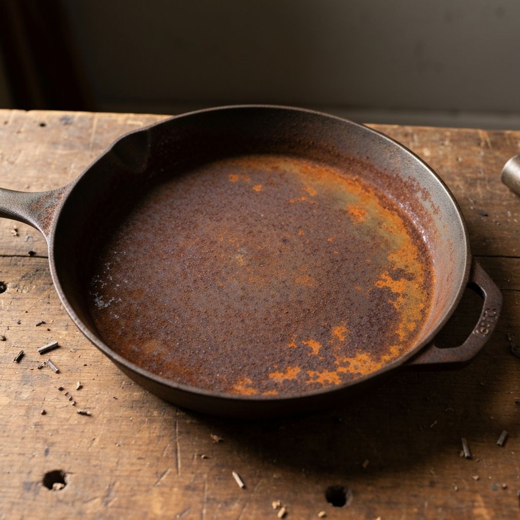 Rusty Lodge cast iron skillet before restoration
