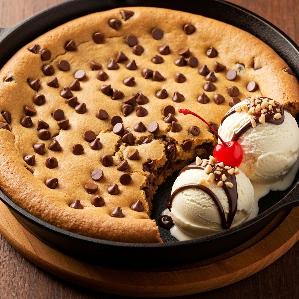 Chocolate chip skillet cookie in Lodge cast iron